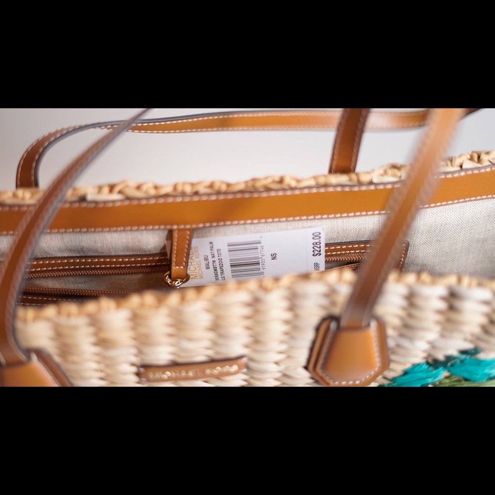 NWT‼️ Michael Kors Malibu Woven Corn Husk - Picture 2 of 4